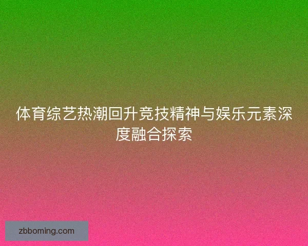 体育综艺热潮回升竞技精神与娱乐元素深度融合探索
