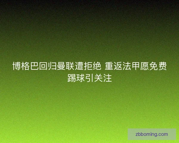 博格巴回归曼联遭拒绝 重返法甲愿免费踢球引关注