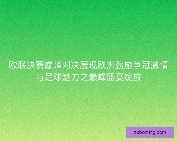 欧联决赛巅峰对决展现欧洲劲旅争冠激情与足球魅力之巅峰盛宴绽放